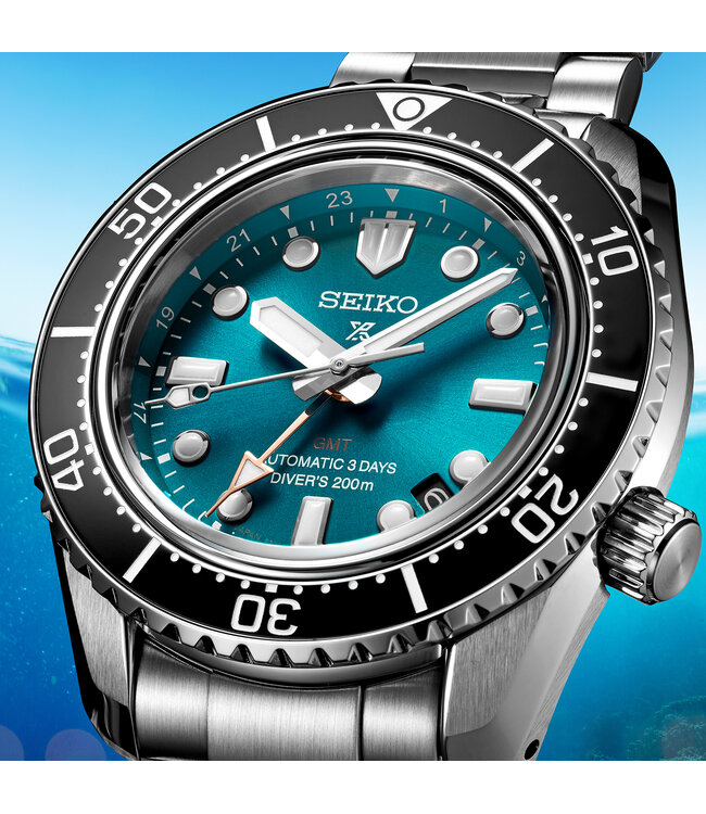 SEIKO Prospex Heritage Diver's GMT SPB475 Automatik Herrenuhr mit blauem Zifferblatt