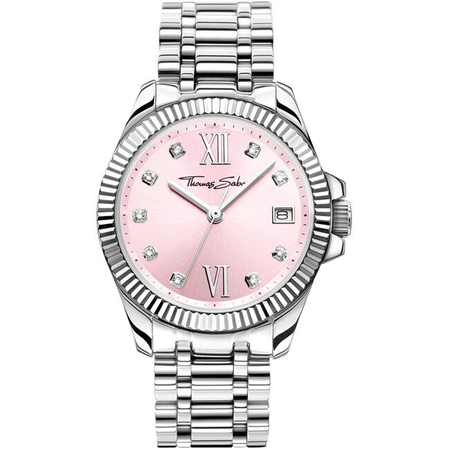 Thomas Sabo   Damenuhr Divine Pink mit weissen Steinen silberfarben - WA0401-201-204