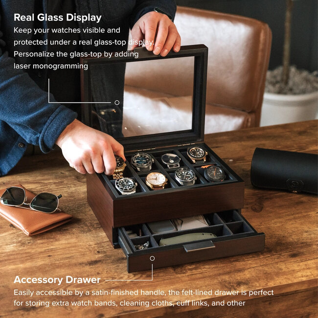 Klaro  Uhrenbox für 8 Uhren, Kirschbaumholz