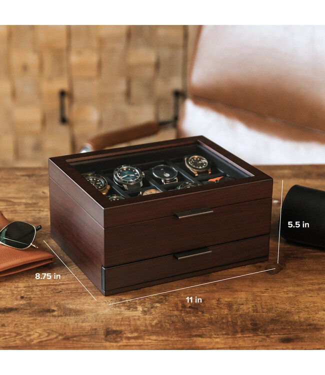 Klaro  Uhrenbox für 8 Uhren, Kirschbaumholz