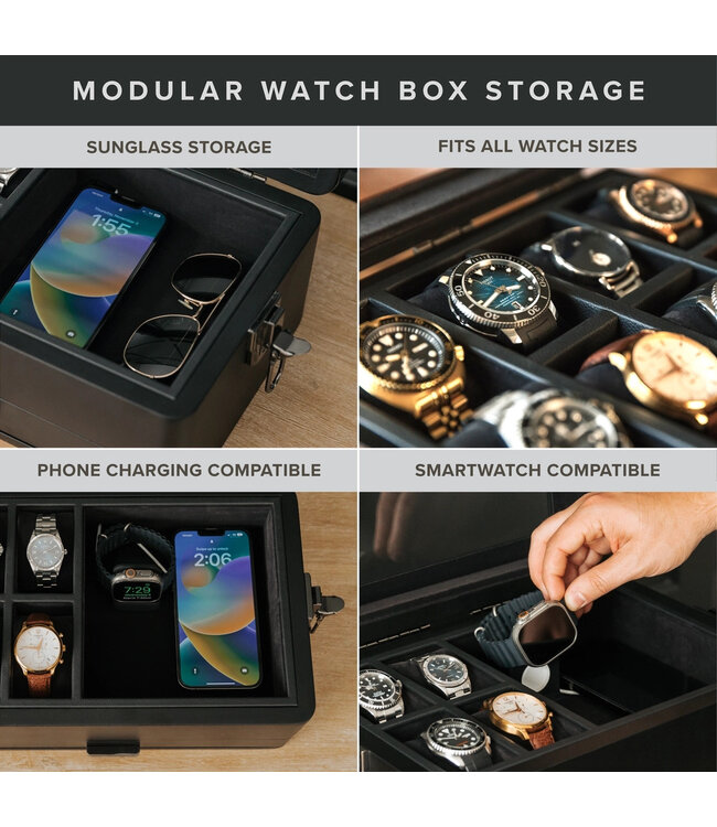 Klaro  Uhrenbox für 10 Uhren schwarz Special Edition