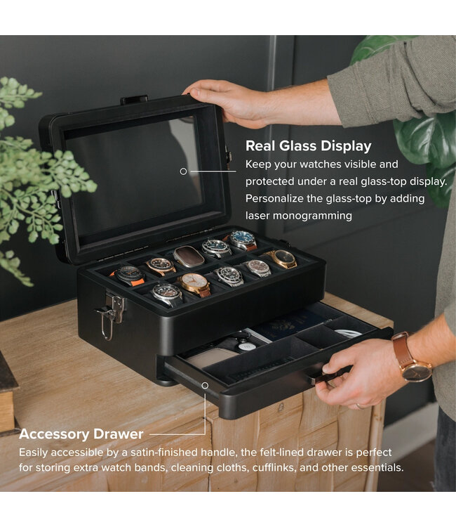 Klaro  Uhrenbox für 10 Uhren schwarz Special Edition