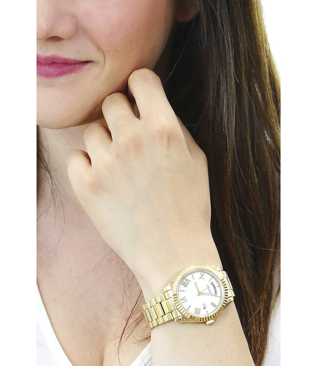 Guess  Luna GW0308L2 36mm Gold Weiss Damenuhr