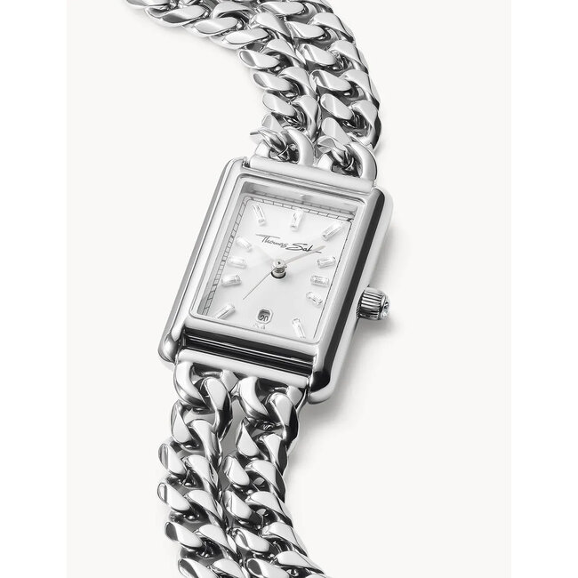 Thomas Sabo   WA0428-201-201 Damenuhr Rechteckig silberfarben 22mm 3ATM