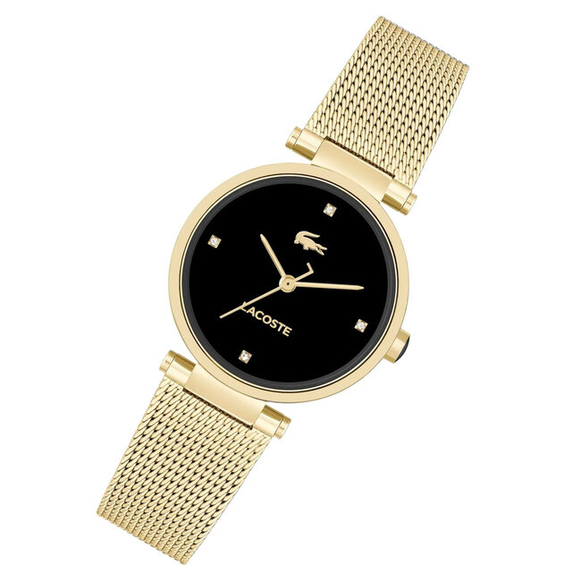 Lacoste Gold Steel Mesh Black Dial Damenuhr – 2001336