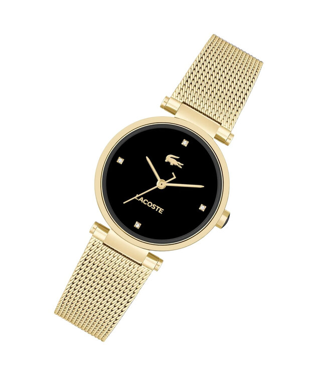 Lacoste Gold Steel Mesh Black Dial Damenuhr – 2001336