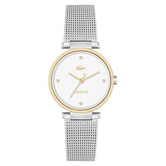 Lacoste Edelstahl-Mesh-Damenuhr mit weißem Zifferblatt – 2001337