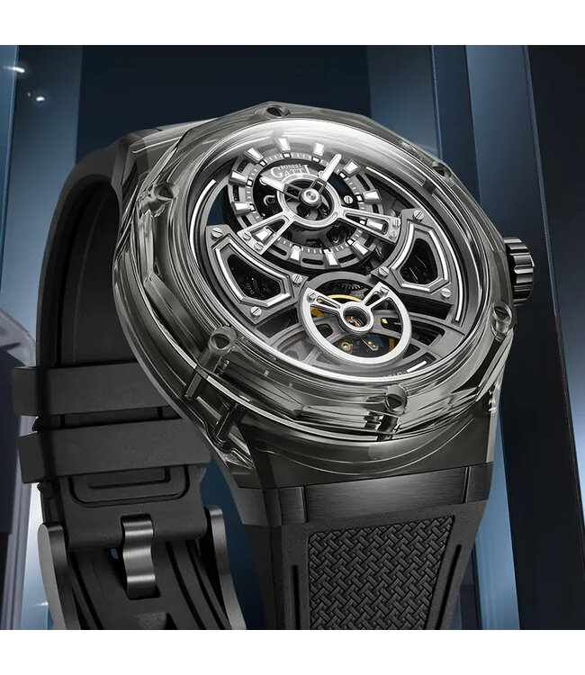 Bonest Gatti  BG5807-A1 K9 Crystal Skeleton Automatik Schwarz Herrenuhr