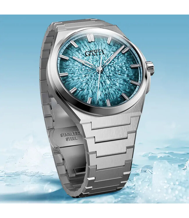 Bonest Gatti  BG8013-S3 Ice Crack Automatik Silber Herrenuhr