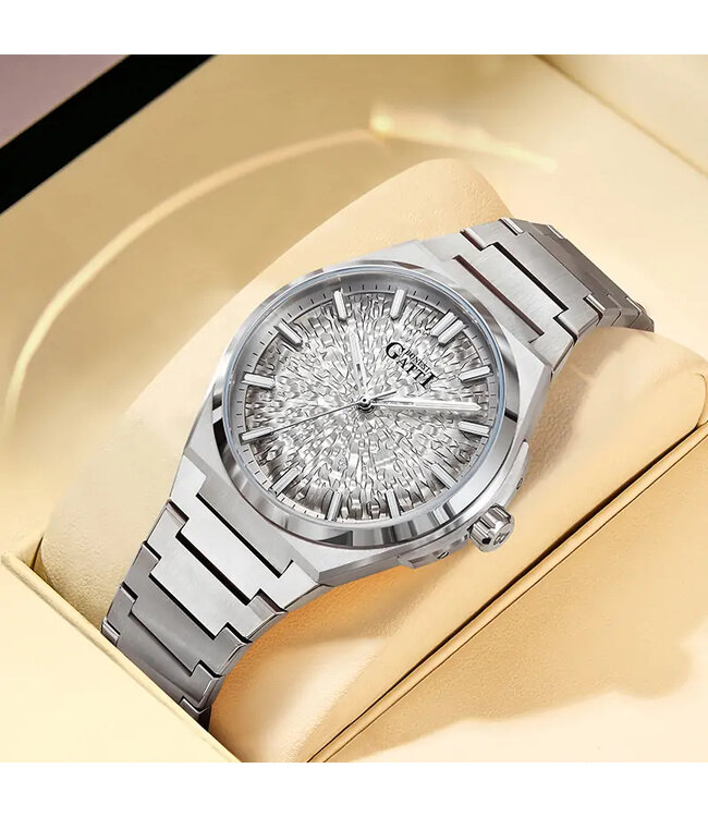 Bonest Gatti  BG8013-S2 Ice Crack Automatik Silber Herrenuhr