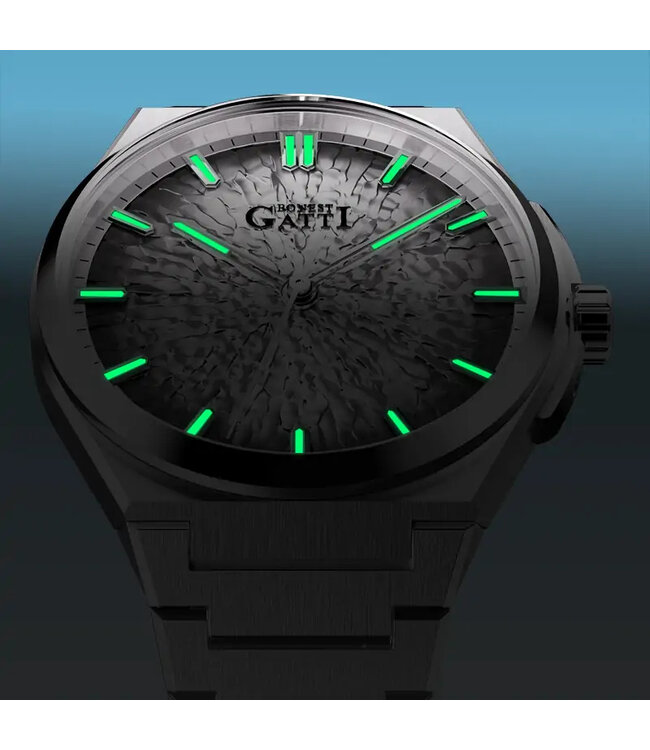 Bonest Gatti  BG8013-S2 Ice Crack Automatik Silber Herrenuhr