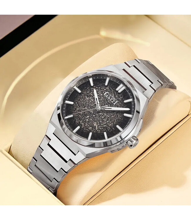 Bonest Gatti  BG8013-S1 Ice Crack Automatik Silber Herrenuhr