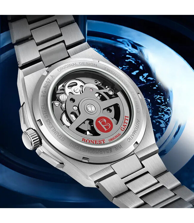 Bonest Gatti  BG8007-S1 Skeleton Automatik Silber Herrenuhr
