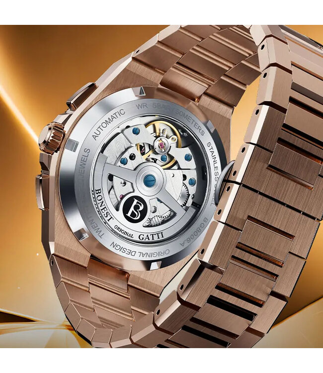 Bonest Gatti  BG8006-S3 Multifunction Automatik Rosé-Gold Herrenuhr