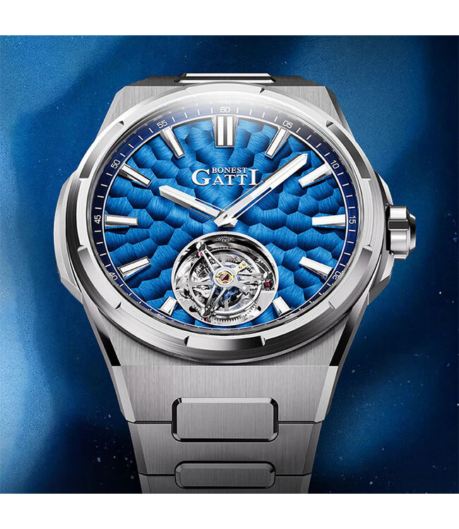 Bonest Gatti  BG7006-S2 Carbon Fiber Tourbillon Automatik Silber Herrenuhr