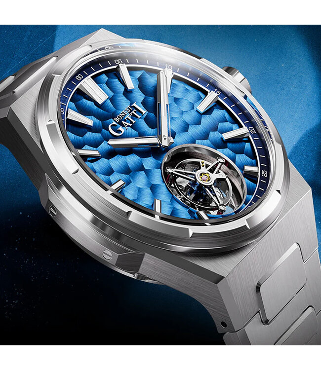Bonest Gatti  BG7006-S2 Carbon Fiber Tourbillon Automatik Silber Herrenuhr