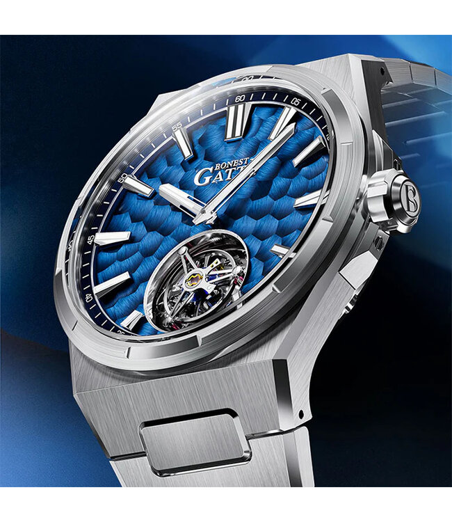 Bonest Gatti  BG7006-S2 Carbon Fiber Tourbillon Automatik Silber Herrenuhr