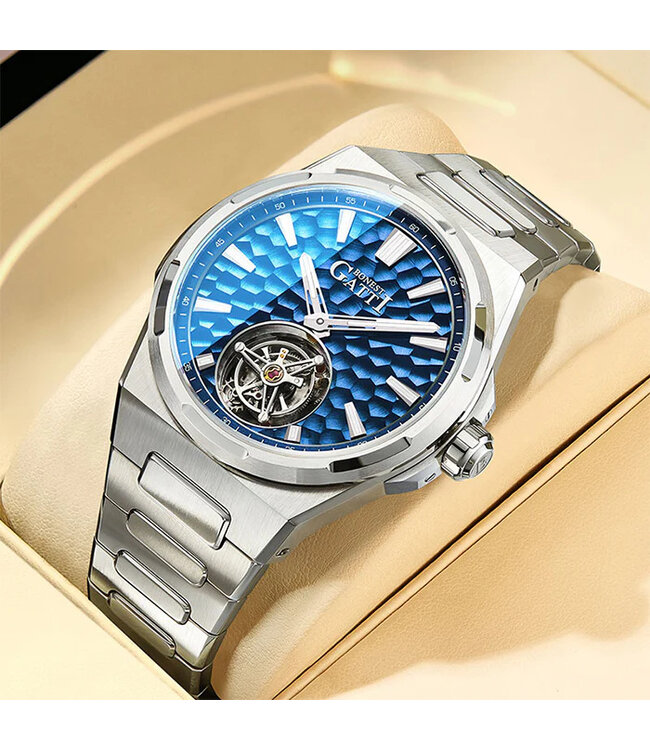 Bonest Gatti  BG7006-S2 Carbon Fiber Tourbillon Automatik Silber Herrenuhr