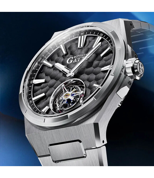 Bonest Gatti  BG7005-S1 Hammered Tourbillon Automatik Schwarz Herrenuhr