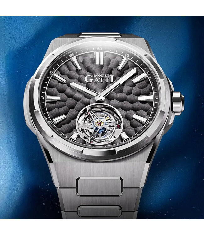Bonest Gatti  BG7005-S1 Hammered Tourbillon Automatik Schwarz Herrenuhr