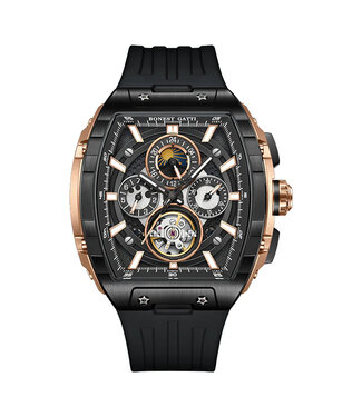 Bonest Gatti  BG5005-R3 Moon Phase Automatik Schwarz/Rosé-Gold Herrenuhr