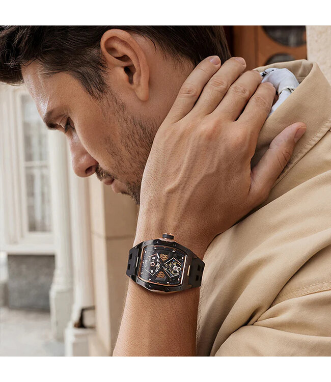 Bonest Gatti  BG5501-A4 Tonneau Skeleton Automatik Schwarz/Rosé-Gold Herrenuhr