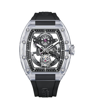 Bonest Gatti  BG7001-R2 K9 Crystal Tonneau Tourbillon Automatik Schwarz Herrenuhr