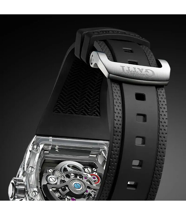 Bonest Gatti  BG7001-R2 K9 Crystal Tonneau Tourbillon Automatik Schwarz Herrenuhr