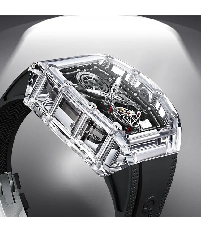 Bonest Gatti  BG7001-R2 K9 Crystal Tonneau Tourbillon Automatik Schwarz Herrenuhr