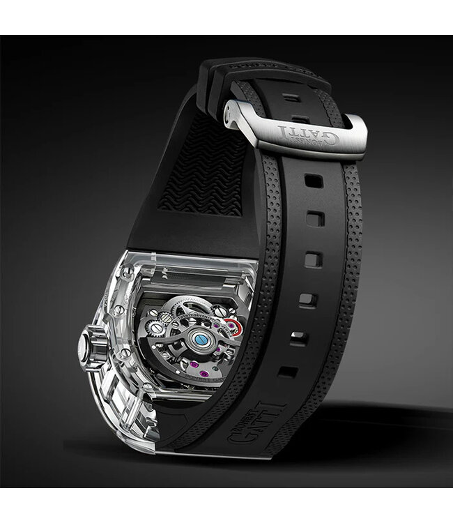 Bonest Gatti  BG7001-R2 K9 Crystal Tonneau Tourbillon Automatik Schwarz Herrenuhr