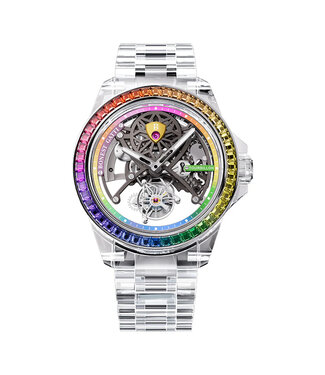 Bonest Gatti  BG7002-G1 Rainbow Bezel K9 Crystal Tourbillon Automatik Transparent Herrenuhr