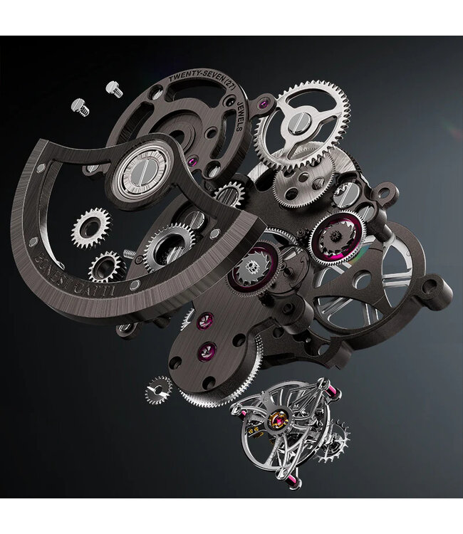 Bonest Gatti  BG7002-G1 Rainbow Bezel K9 Crystal Tourbillon Automatik Transparent Herrenuhr
