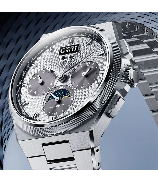 Bonest Gatti  BG8006-S2 Multifunction Automatik Silber Herrenuhr