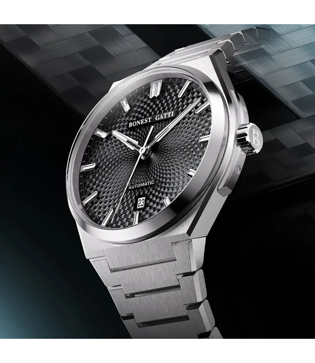 Bonest Gatti  BG8012-S1 Guilloché Business Automatik Silber Herrenuhr