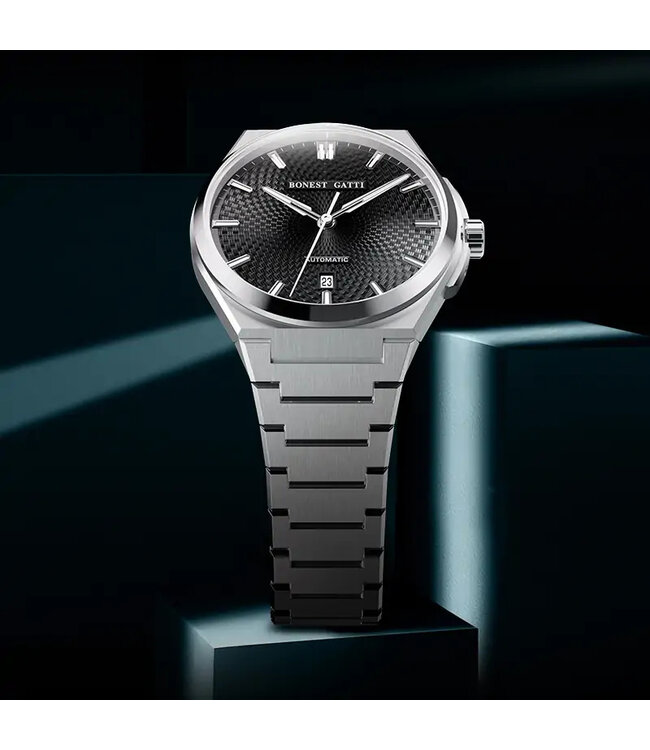 Bonest Gatti  BG8012-S1 Guilloché Business Automatik Silber Herrenuhr