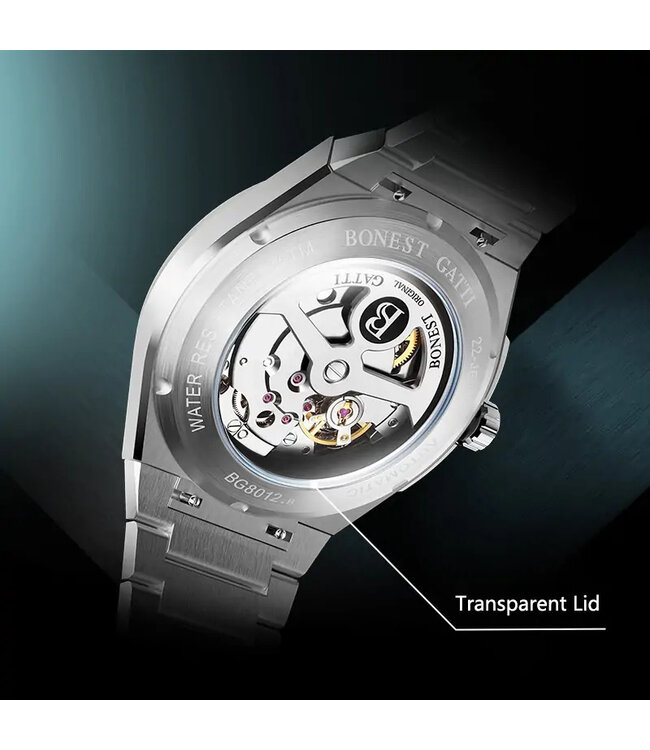 Bonest Gatti  BG8012-S1 Guilloché Business Automatik Silber Herrenuhr