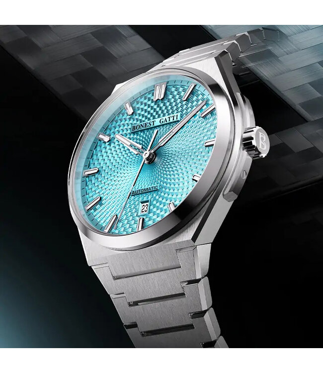 Bonest Gatti  BG8012-S2 Guilloché Business Automatik Silber Herrenuhr