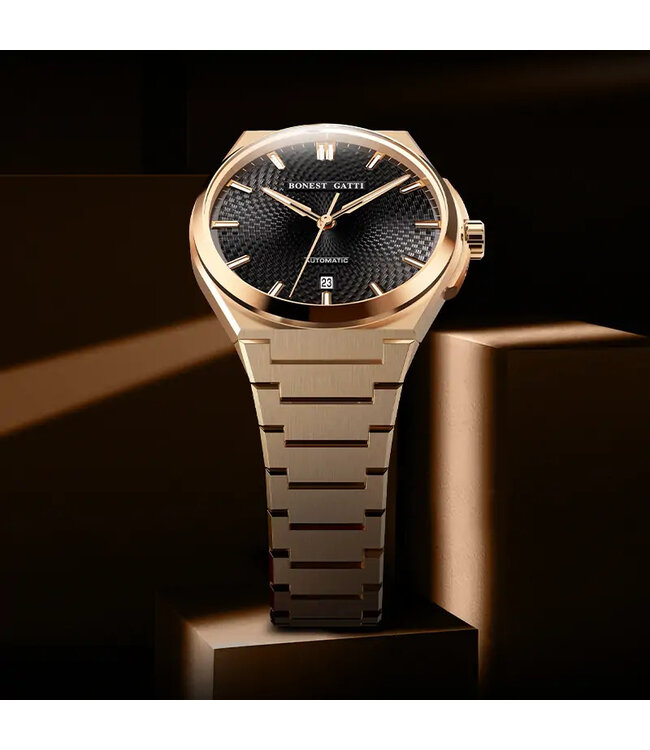 Bonest Gatti  BG8012-S3 Guilloché Business Automatik Rosé-Gold Herrenuhr