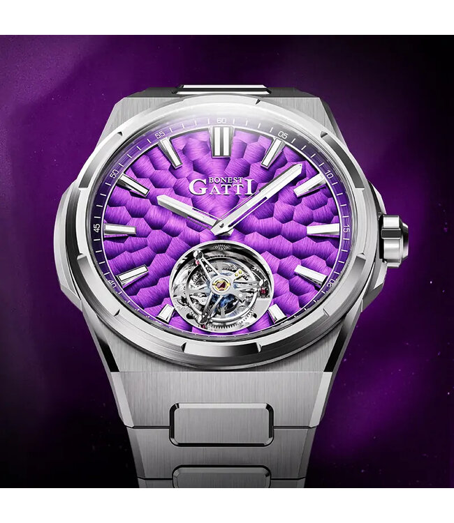 Bonest Gatti  BG7005-S3 Hammered Tourbillon Automatik Silber Herrenuhr