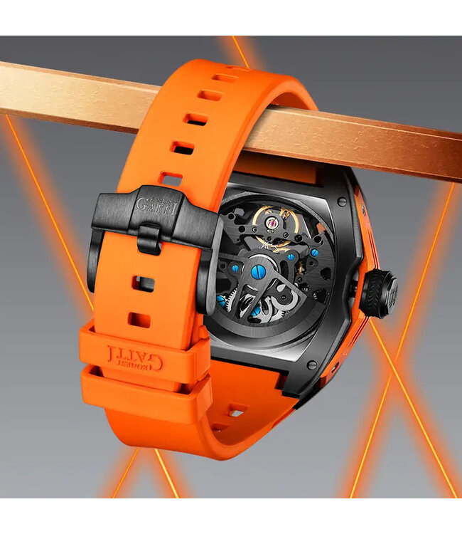 Bonest Gatti  BG5501-A2 Tonneau Skeleton Automatik Schwarz/Orange Herrenuhr