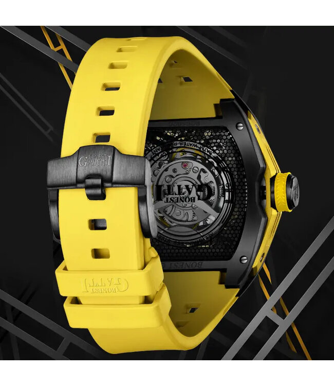 Bonest Gatti  BG5502-A3 Tonneau Skeleton Automatik Schwarz/Gelb Herrenuhr