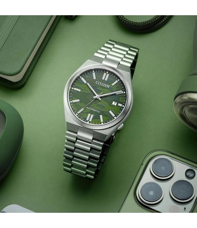 Citizen  Tsuyosa NJ0159-86X Automatik Grün Camouflage Herrenuhr