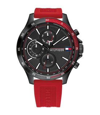 Tommy Hilfiger  Bank 1791722 Schwarz Rot Herrenuhr
