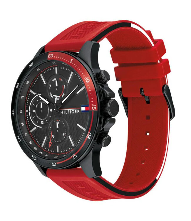 Tommy Hilfiger   Bank 1791722 Schwarz Rot Herrenuhr