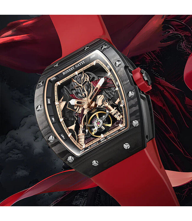 Bonest Gatti   BG9009-R3 Herrenuhr Red Carbon Fiber