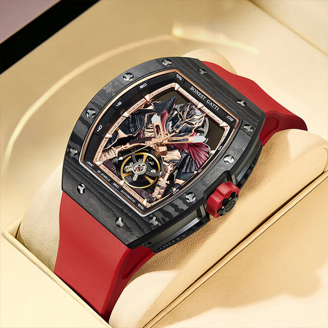 Bonest Gatti  BG9009-R3 Herrenuhr Red Carbon Fiber