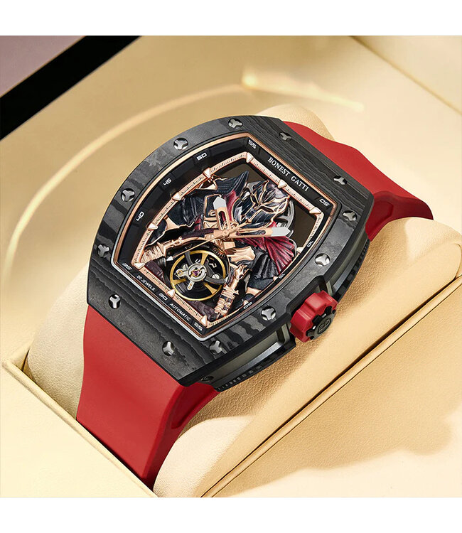 Bonest Gatti   BG9009-R3 Herrenuhr Red Carbon Fiber
