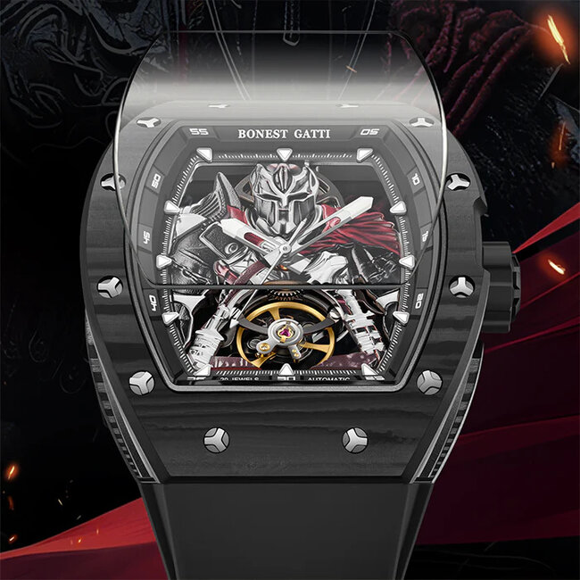 Bonest Gatti BG9009-R2   Herrenuhr Black Carbon Fiber