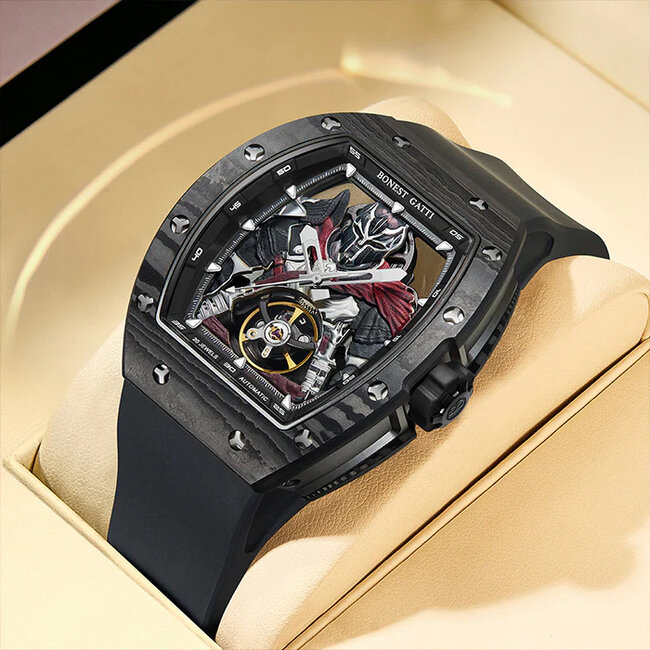 Bonest Gatti BG9009-R2   Herrenuhr Black Carbon Fiber