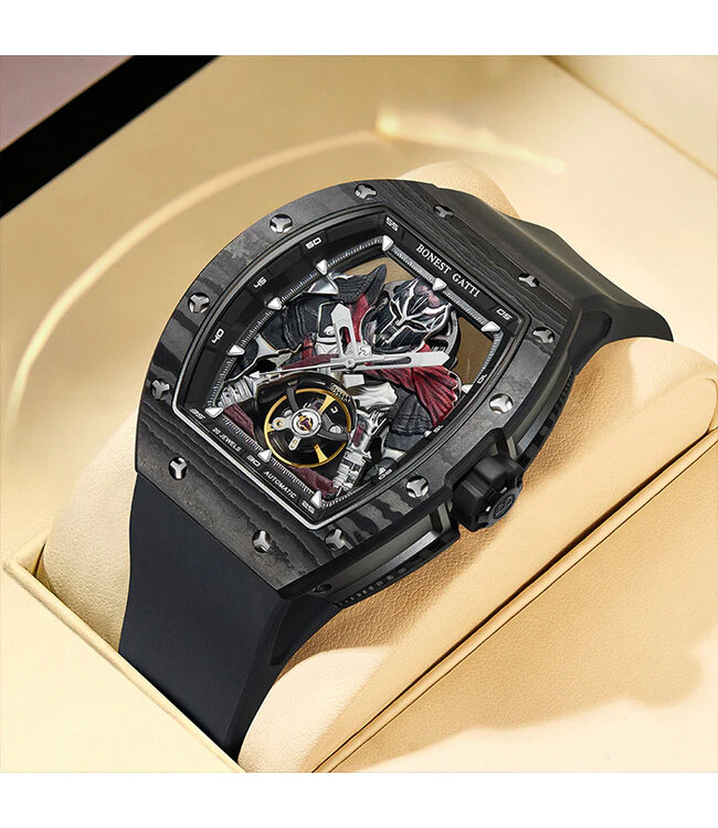 Bonest Gatti  BG9009-R2   Herrenuhr Black Carbon Fiber